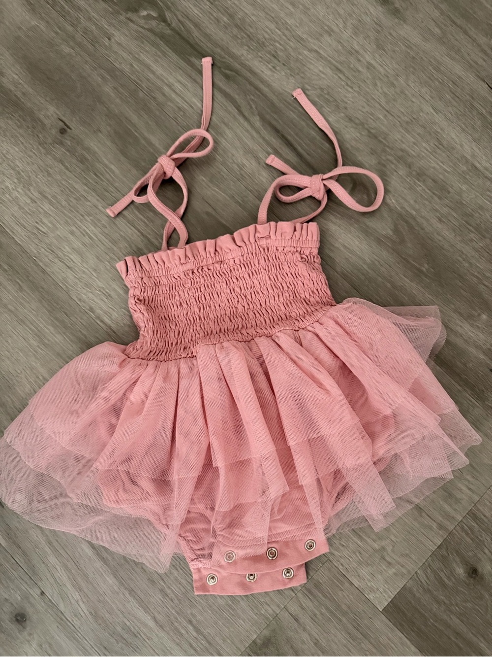 Caden Lane Smocked Tutu Bodysuit | Mauve Size 0-6 Months